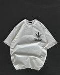 Unisex Bisiklet Yaka Baskılı Oversize T-Shirt - Beyaz (106750)