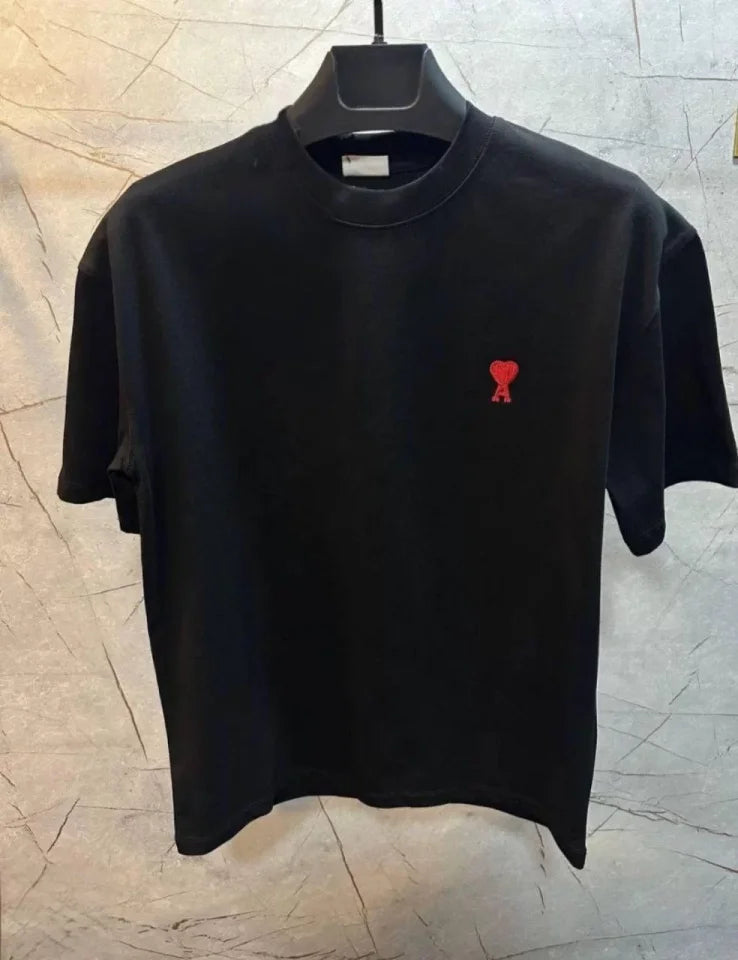 Unisex Bisiklet Yaka Baskılı Oversize T-Shirt - Siyah (109027)