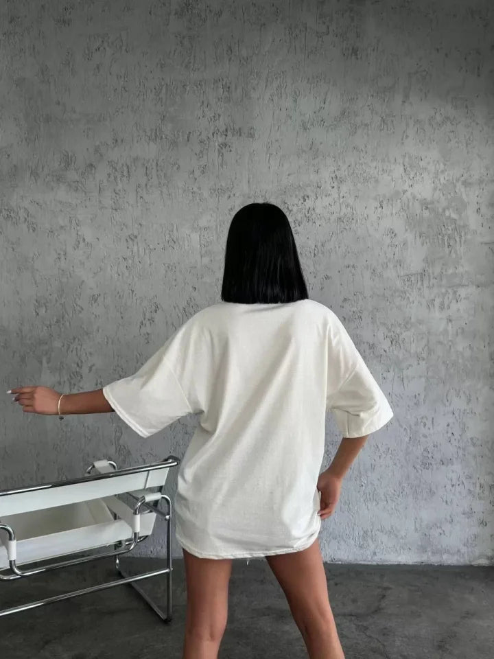Düz Biskilet Yaka  T-shirt - Beyaz (117827)