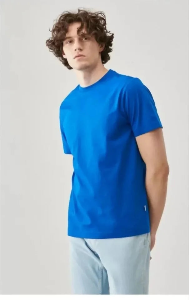 Unisex Düz Biskilet Yaka Oversize T-shirt - Mavi (118797)