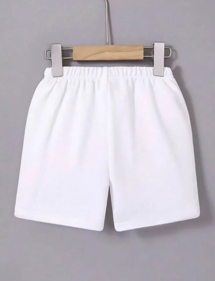 Beli Lastikli Baskılı Mini Şort - Beyaz (118871)