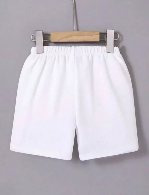 Beli Lastikli Baskılı Mini Şort - Beyaz (118871)
