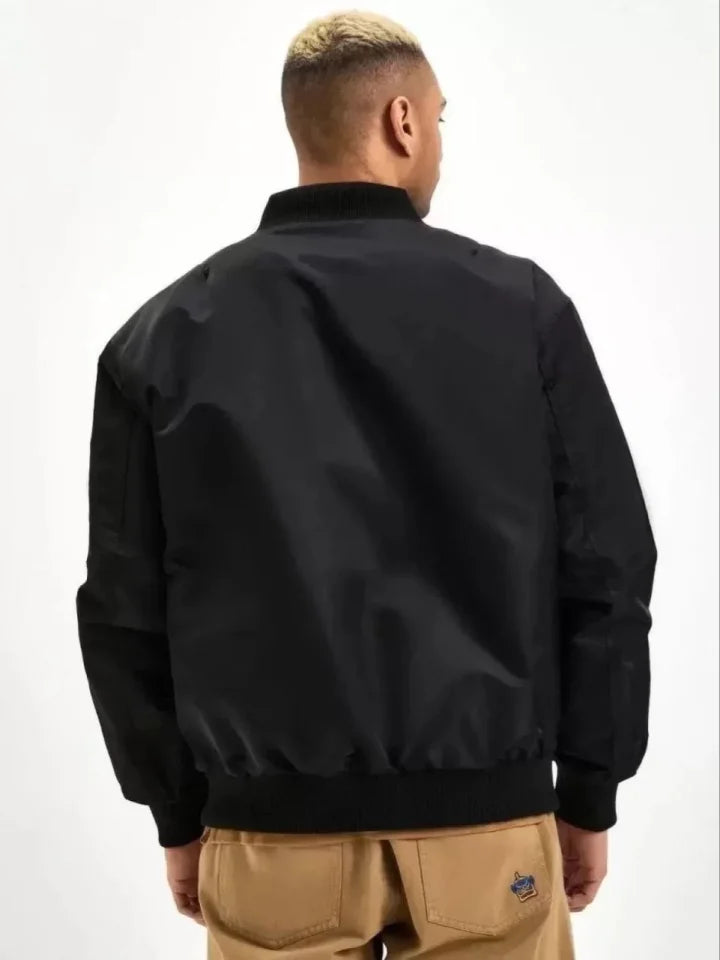 Unisex Uzun Kol Baskılı Bomber Ceket - Siyah (121515)