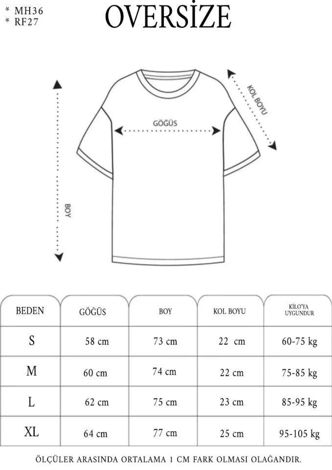Unisex Bisiklet Yaka Baskılı Double Oversize T-Shirt - Beyaz (123491)
