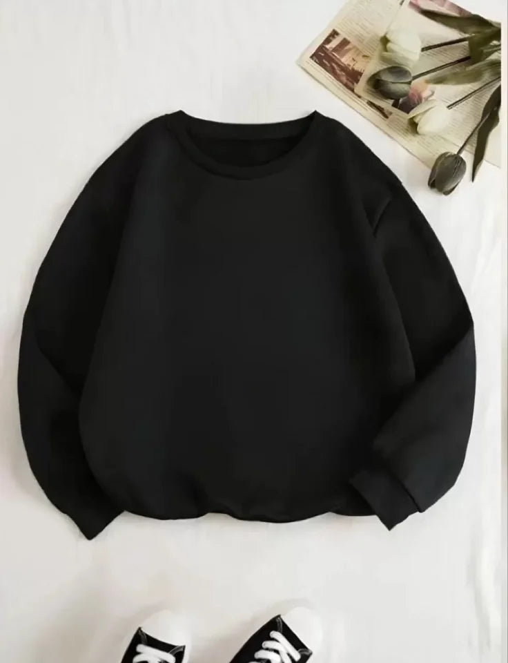 Üç İplik Biskilet Yaka Basic SweatShirt - Siyah (126631)