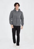 Unisex Tam Fermuarlı Kapşonlu  SweatShirt - Füme (126806)
