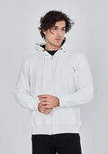 Unisex Tam Fermuarlı Kapşonlu  SweatShirt - Beyaz (126813)