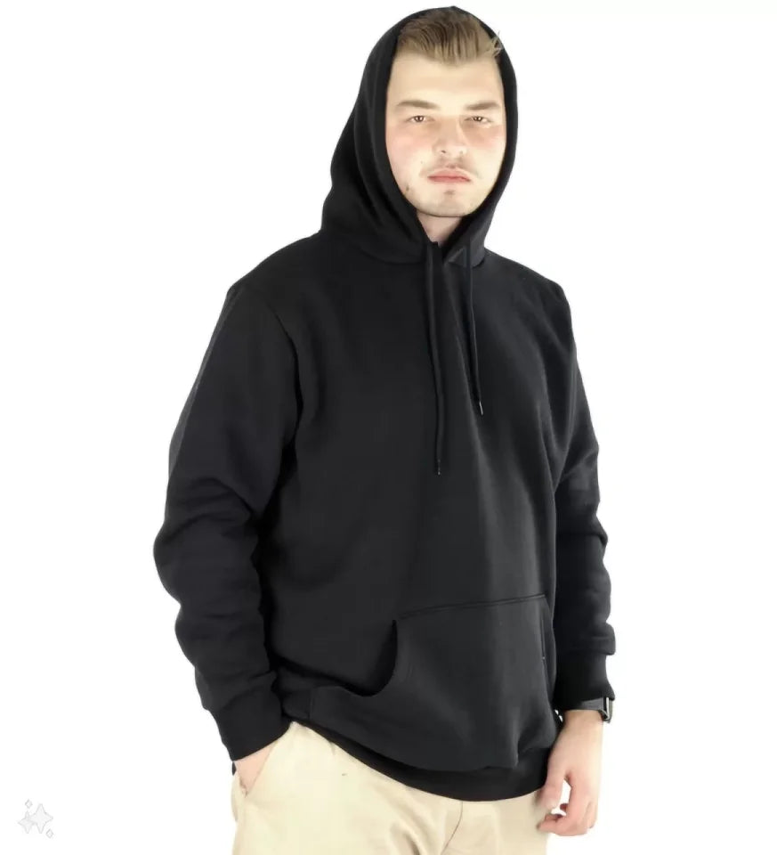 Erkek Uzun Kol Kapşonlu Basic Sweatshirt Hoodie - Siyah (127780)