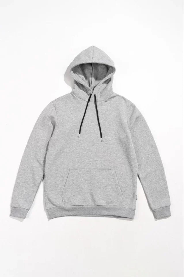 Erkek Uzun Kol Kapşonlu Basic Sweatshirt Hoodie - Gri (127784)
