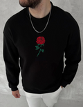 Unisex Bisiklet Yaka Ön Ve Arka Baskılı SweatShirt - Siyah (131110)