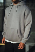 Üç İplik Penye Kapşonlu Basic SweatShirt - Boyalı Gri (131353)
