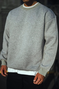 Kışlık Bisiklet Yaka Üç İplik Basic SweatShirt - Gri (131358)