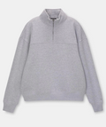 Oversize Yarım Farmuarlı Yakalı Basic SweatShirt - Gri (131434)