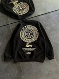 Kışlık Bisiklet Yaka Ön Ve Arka Baskılı SweatShirt - Siyah (131696)