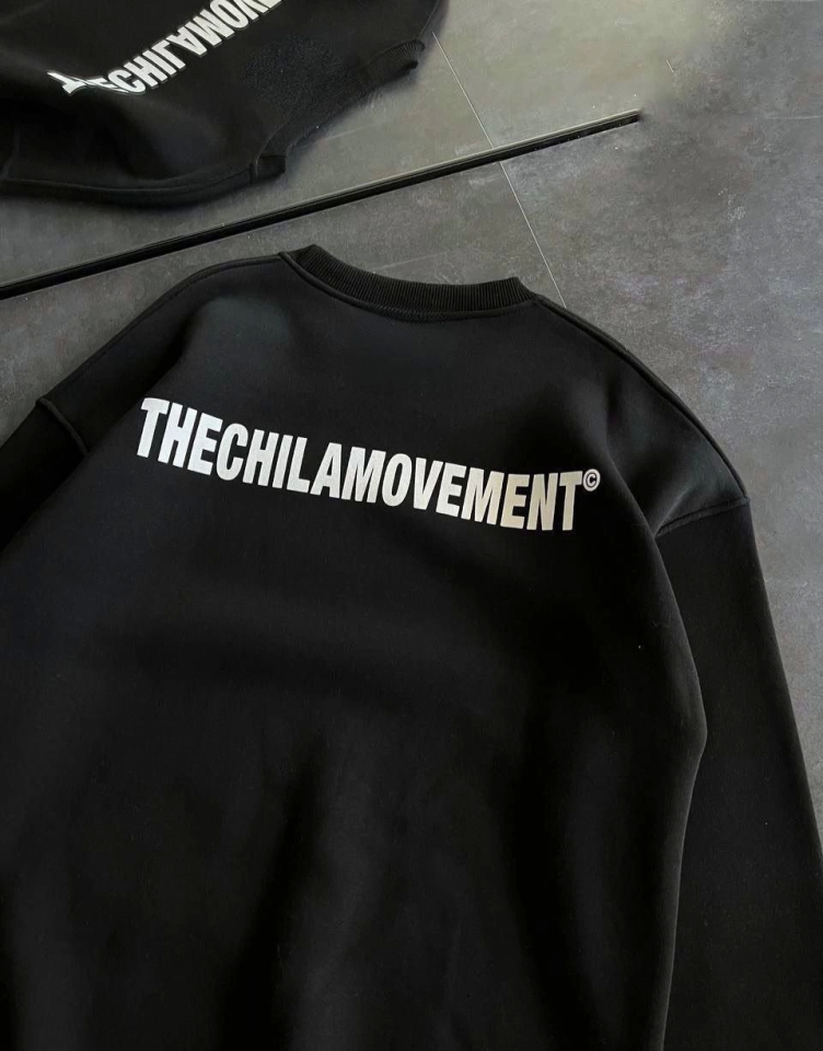 Kışlık Bisiklet Yaka Oversize Baskılı SweatShirt - Siyah (131702)