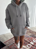 Kapşonlu Üç İplik Penye Basic SweatShirt - Boyalı Gri (131804)