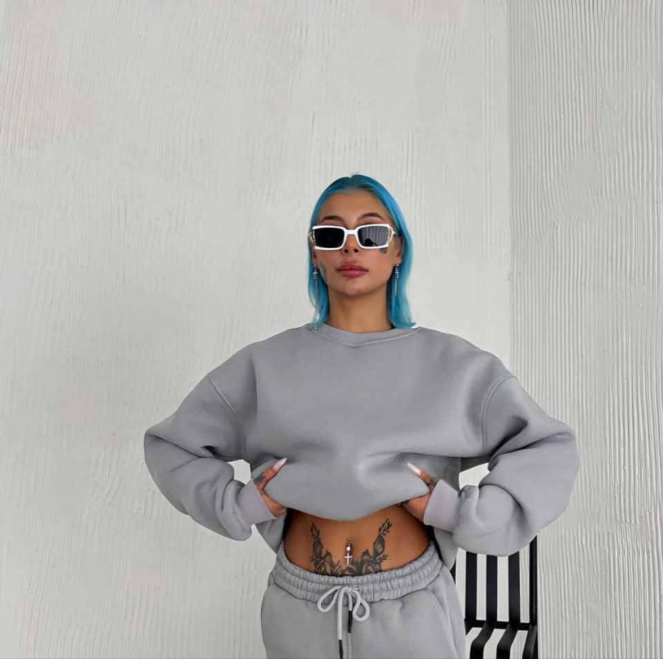 Kışlık Bisiklet Yaka Üç İplik Basic SweatShirt - Gri (131874)