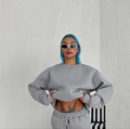 Kışlık Bisiklet Yaka Üç İplik Basic SweatShirt - Gri (131874)