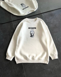 Kışlık Bisiklet Yaka Baskılı SweatShirt - Beyaz (131880)