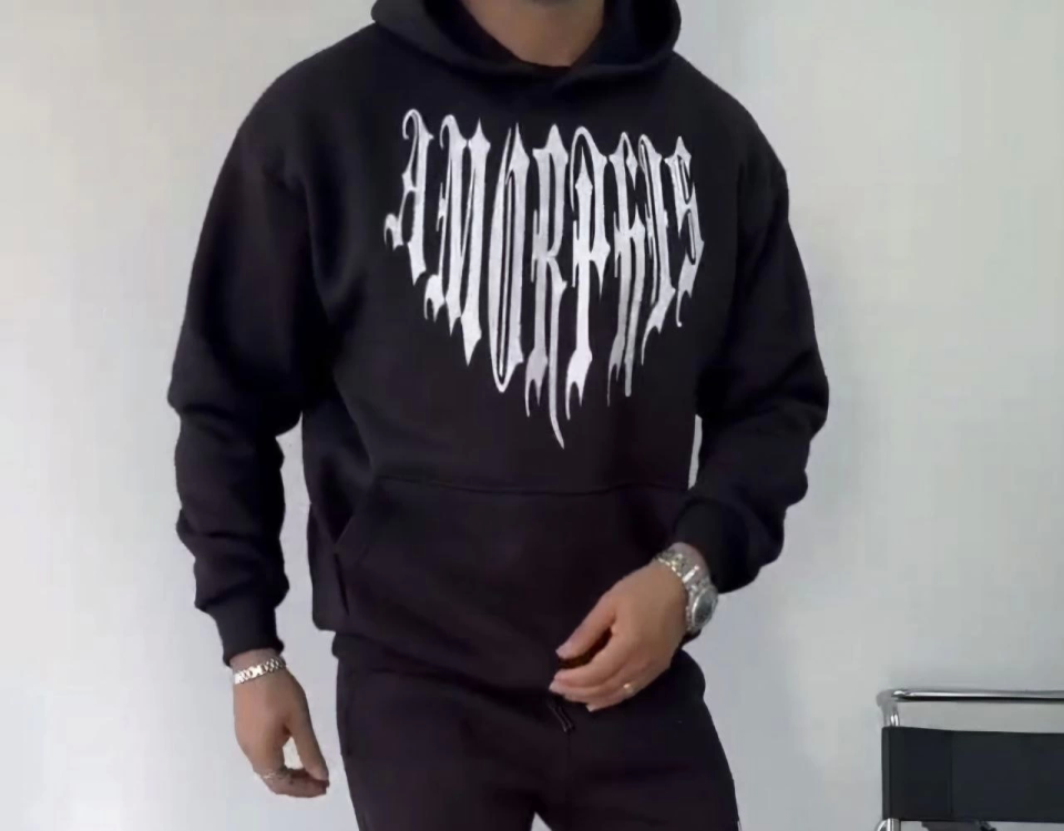 Uzun Kol Kapşonlu Baskılı SweatShirt - Siyah (131957)