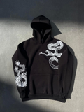 Uzun Kol Kapşonlu Baskılı SweatShirt - Siyah (133163)