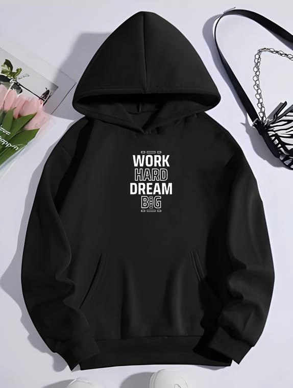 Kışlık Üç İplik Kapşonlu SweatShirt - Siyah (133997)