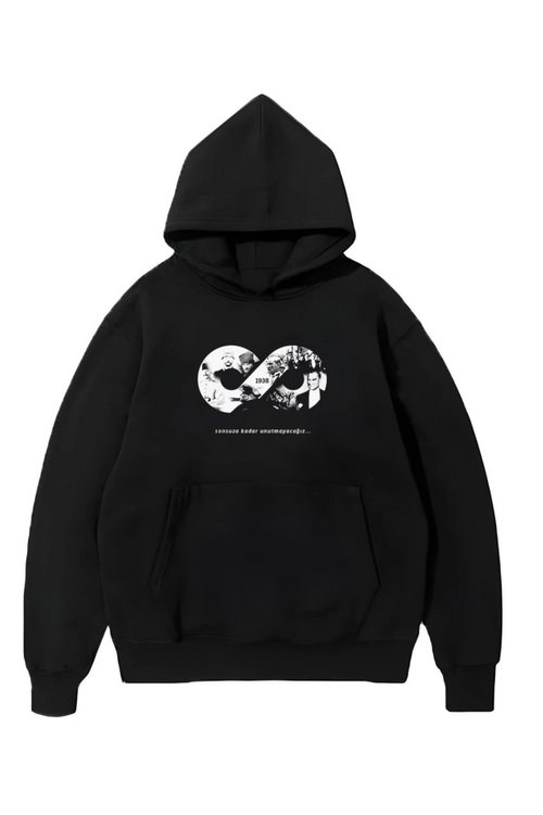 10 Kasıma Özel Üç İplik Kapşonlu Baskılı SweatShirt - Siyah (134676)