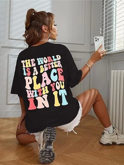 Bisiklet Yaka Baskılı T-shirt - Siyah (142451)