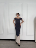 Striptiz Omuzlu Uzun Elbise- Füme (144293)