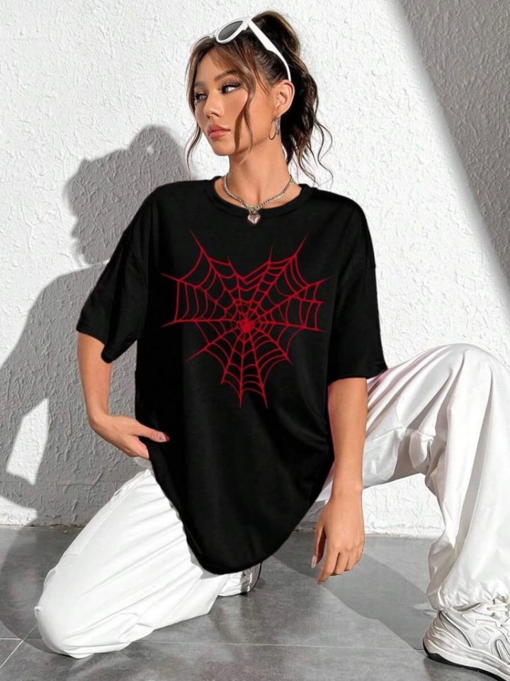 Baskılı T-shirt - Siyah (146028)