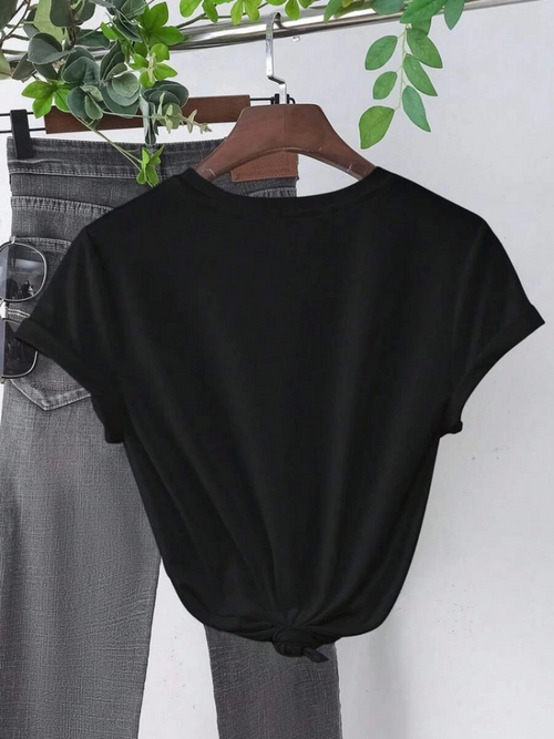 Baskılı T-shirt - Siyah (146032)