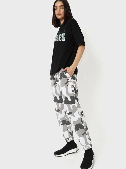 Baskılı Oversize T-shirt - Siyah (146036)