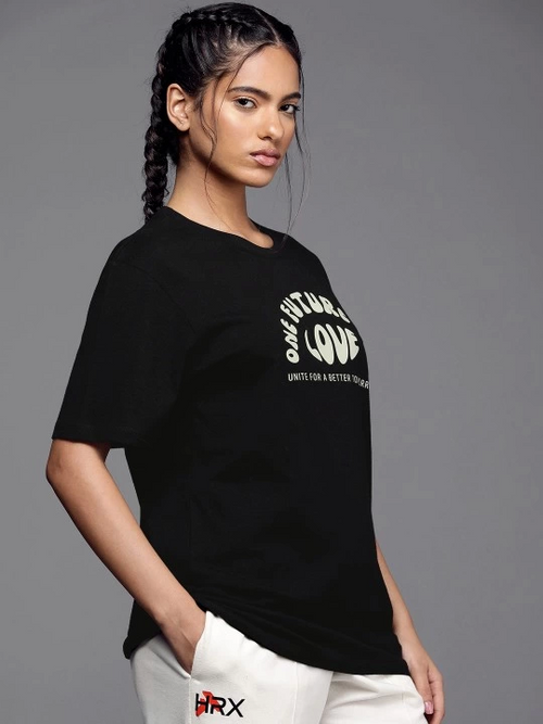Baskılı Oversize T-shirt - Siyah (146041)