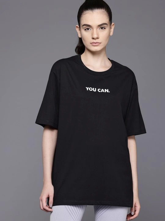 Baskılı Oversize T-shirt - Siyah (146042)