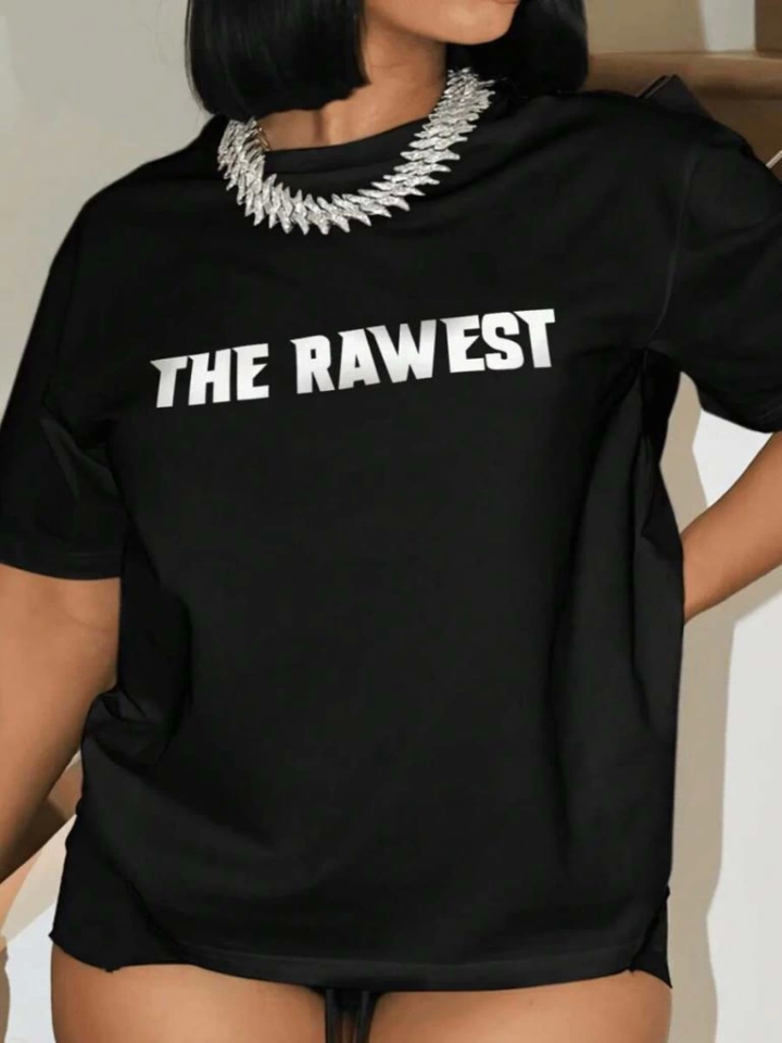 Baskılı Oversize T-shirt - Siyah (146043)