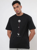 Erkek Baskılı Oversize T-shirt - Siyah (146096)