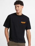 Erkek Baskılı Oversize T-shirt - Siyah (146101)