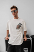 Erkek Baskılı Oversize T-shirt - Beyaz (151101)