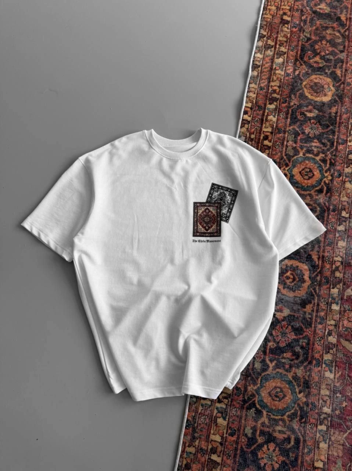 Erkek Baskılı Oversize T-shirt - Beyaz (151101)