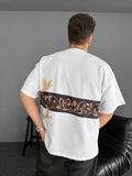 Ön Ve Arka Baskılı Oversize Bisiklet Yaka T-shirt - Beyaz (152671)
