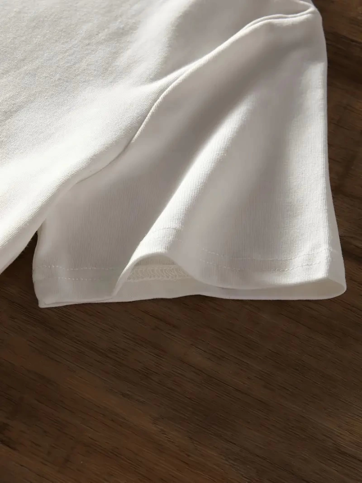 Baskılı Oversize Bisiklet Yaka T-shirt - Beyaz (158818)