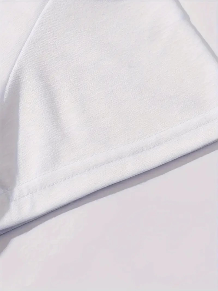 Baskılı Oversize Bisiklet Yaka T-shirt - Beyaz (158826)