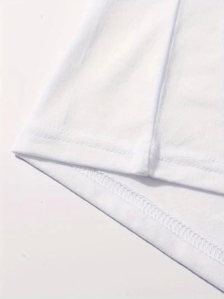 Baskılı Oversize Bisiklet Yaka T-shirt - Beyaz (158829)