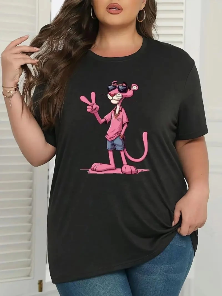 Baskılı Oversize Bisiklet Yaka T-shirt - Beyaz (158836)