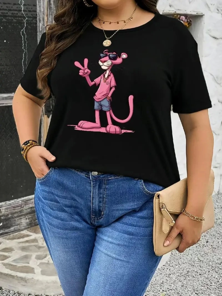 Baskılı Oversize Bisiklet Yaka T-shirt - Beyaz (158836)
