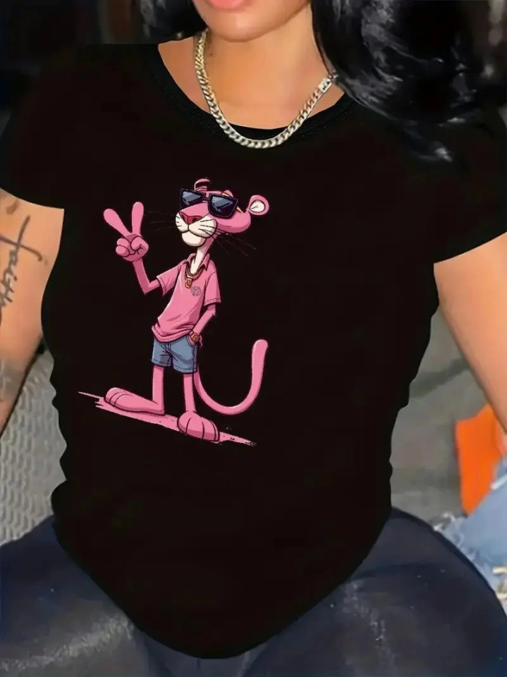 Baskılı Oversize Bisiklet Yaka T-shirt - Beyaz (158836)