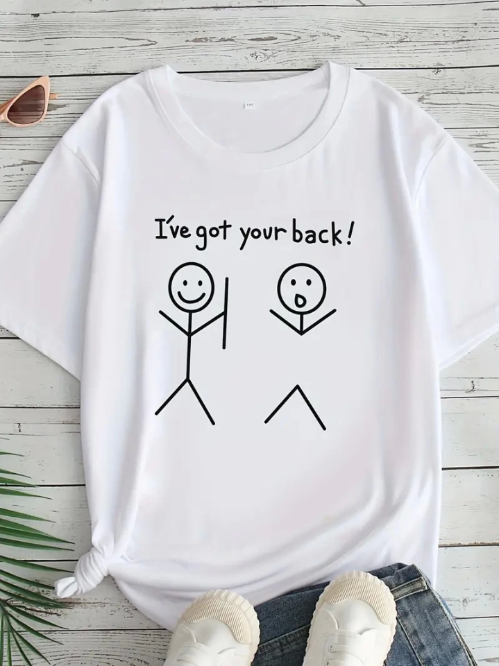 Baskılı Oversize Bisiklet Yaka T-shirt - Beyaz (158840)
