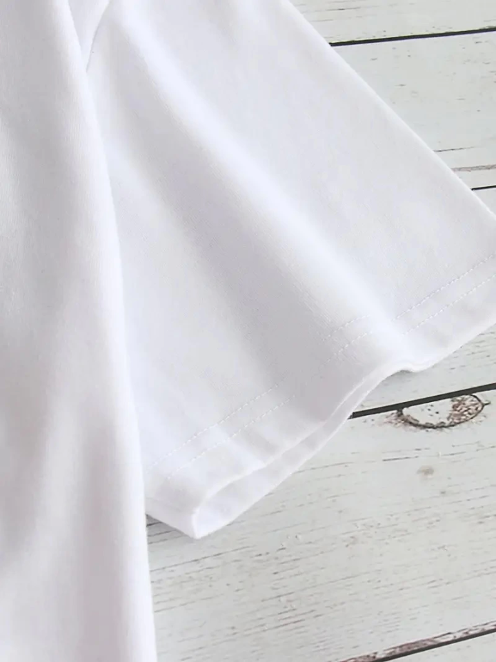 Baskılı Oversize Bisiklet Yaka T-shirt - Beyaz (158840)