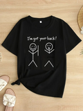 Baskılı Oversize Bisiklet Yaka T-shirt - Siyah (158841)