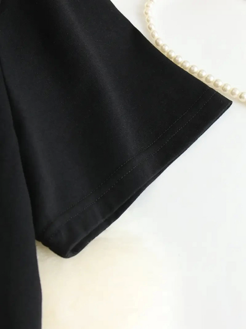 Baskılı Oversize Bisiklet Yaka T-shirt - Siyah (158841)